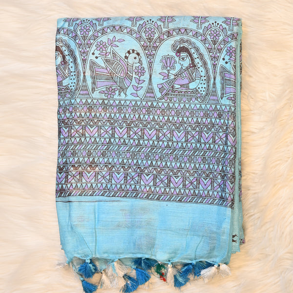 Madhubani Print - Sky Blue