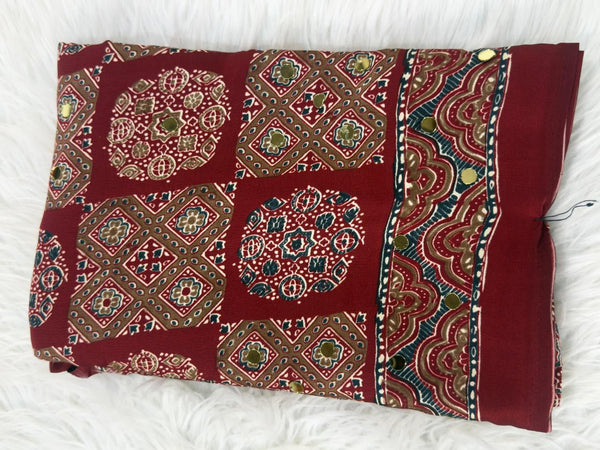 Ajrakh Mirror Work Aj05 - Maroon