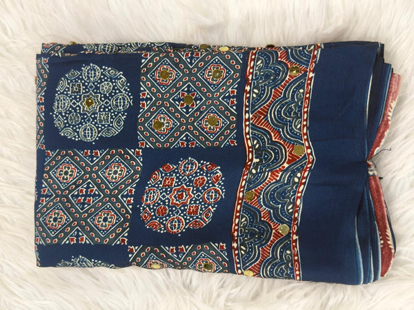 Ajrakh Mirror Work Aj05 - Dark Blue