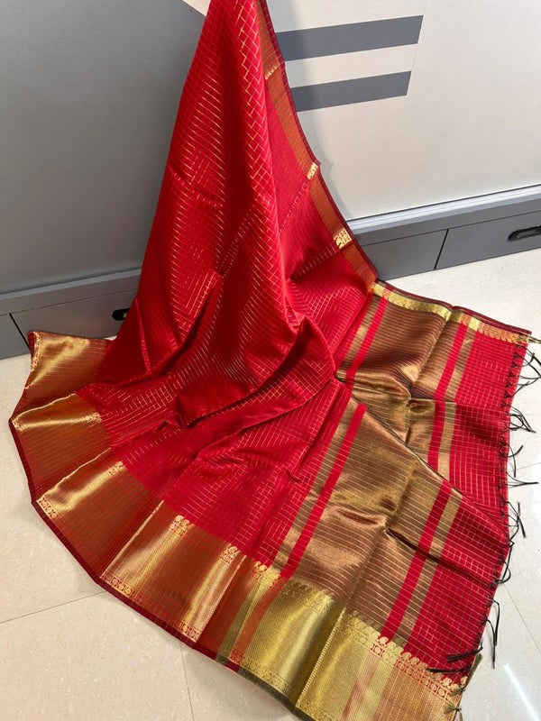Soft Kanchi Checks - Red