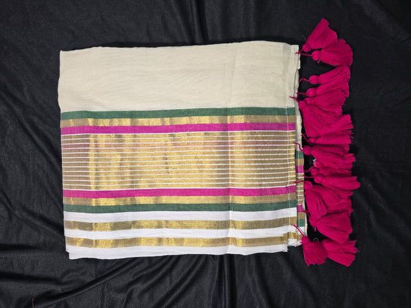 Mul Cotton - Pink Border