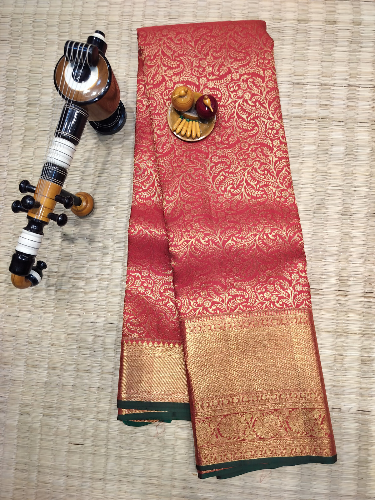 Tripura-Pure Red Handloom kanjivaram saree