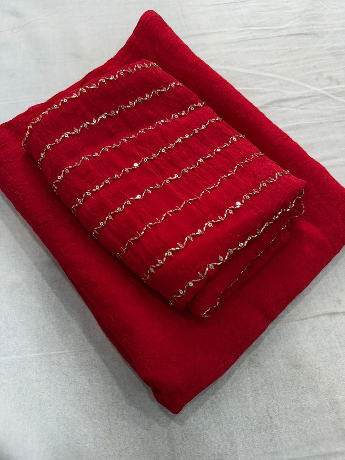 Crush georgete sarees with work blouse
