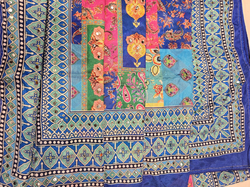 Ajrakh Mirror Work Sarees - LT13