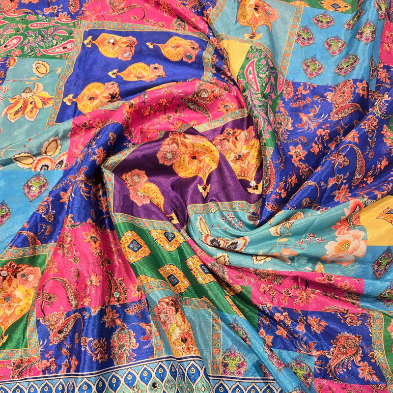 Ajrakh Mirror Work Sarees - LT13