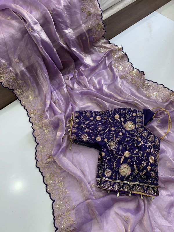 WB19Space silk sarees with readymade workblouse