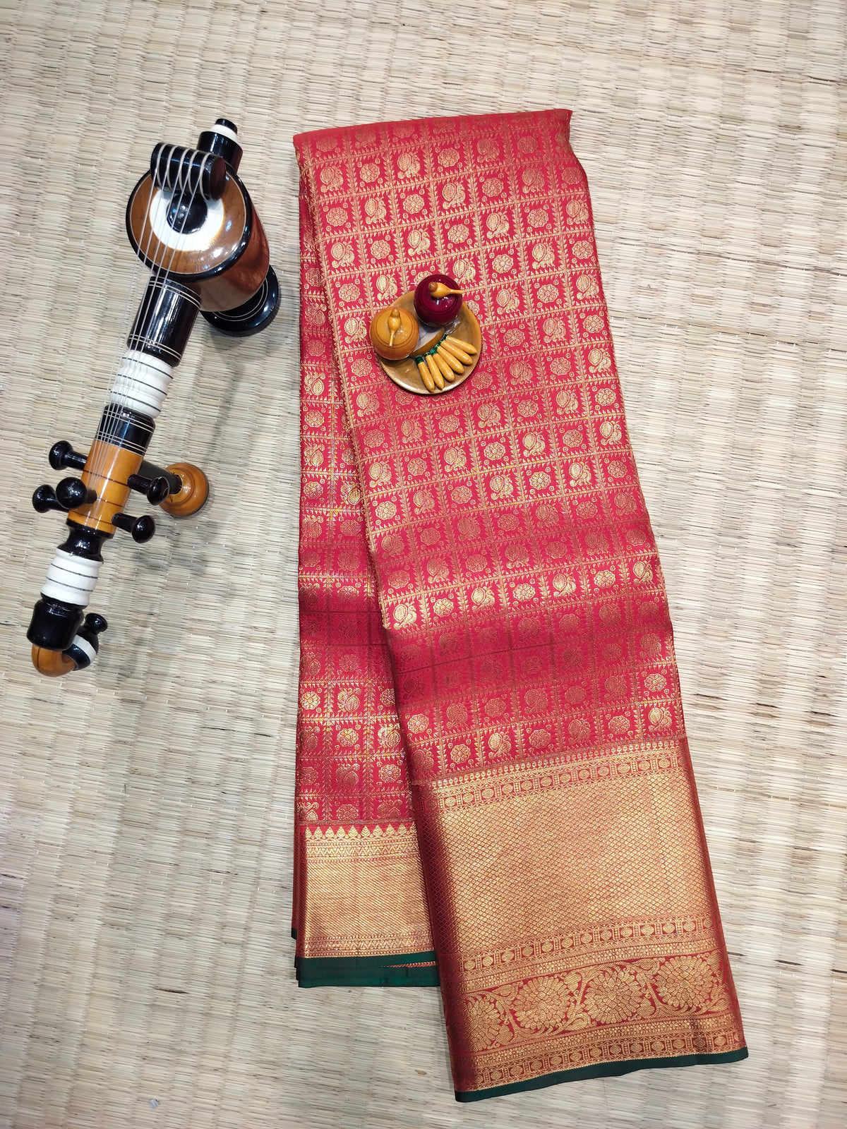 Tripura-Pure Handloom Red Kanjivaram saree