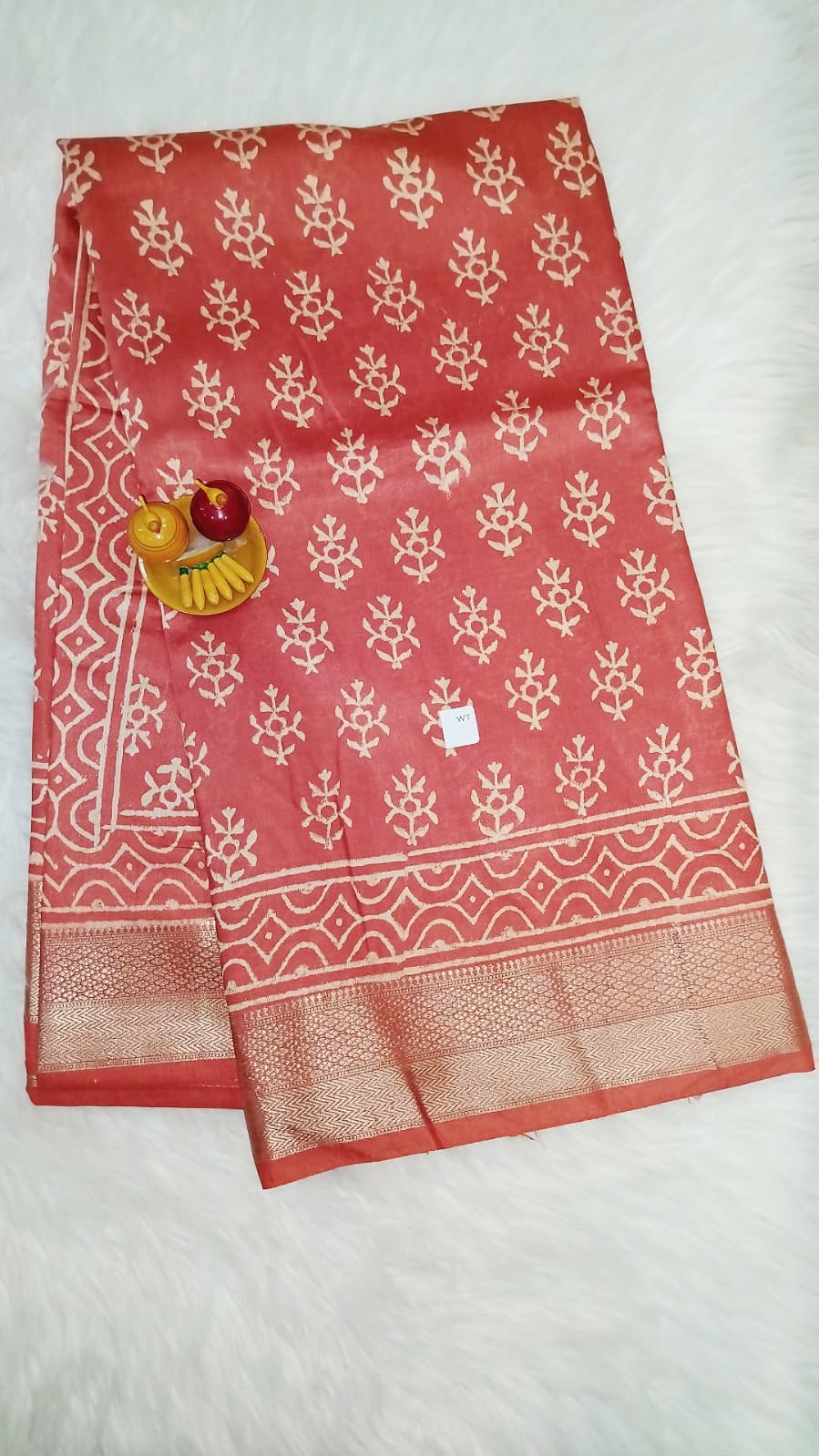 Art-Silk Handblock printed saree