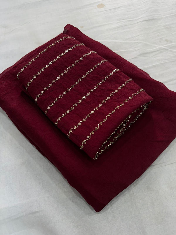 Crush George sari with Work blouse