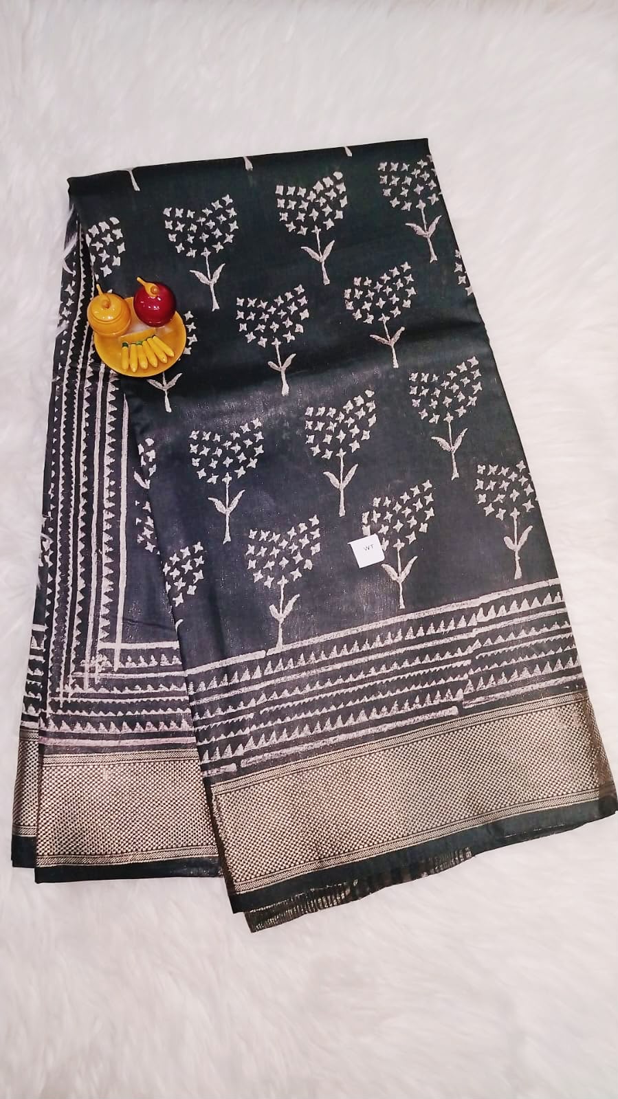 Art-Silk Handblock printed saree