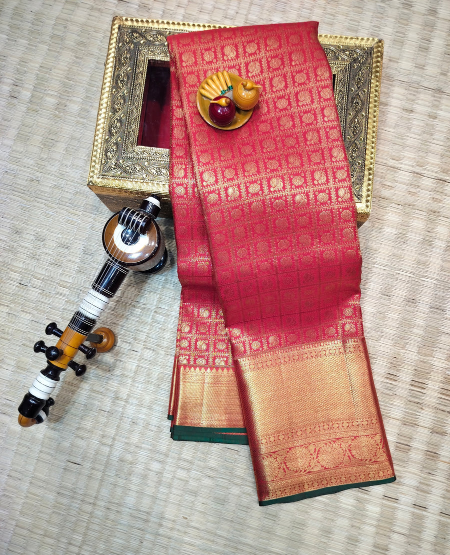 Tripura-Pure Handloom Red Kanjivaram saree