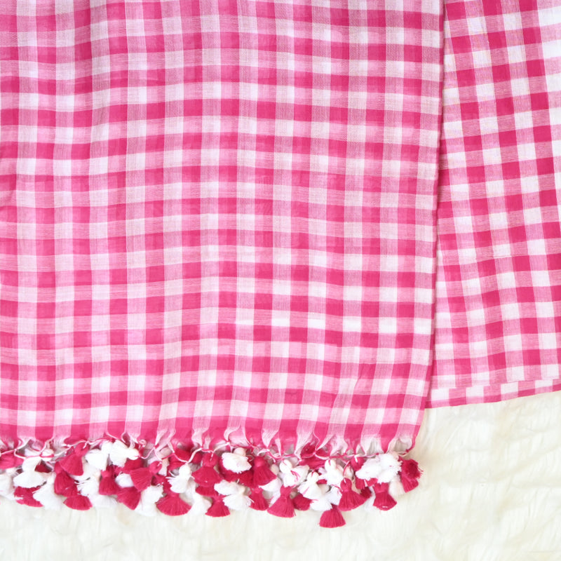 Mul Cotton - Pink White