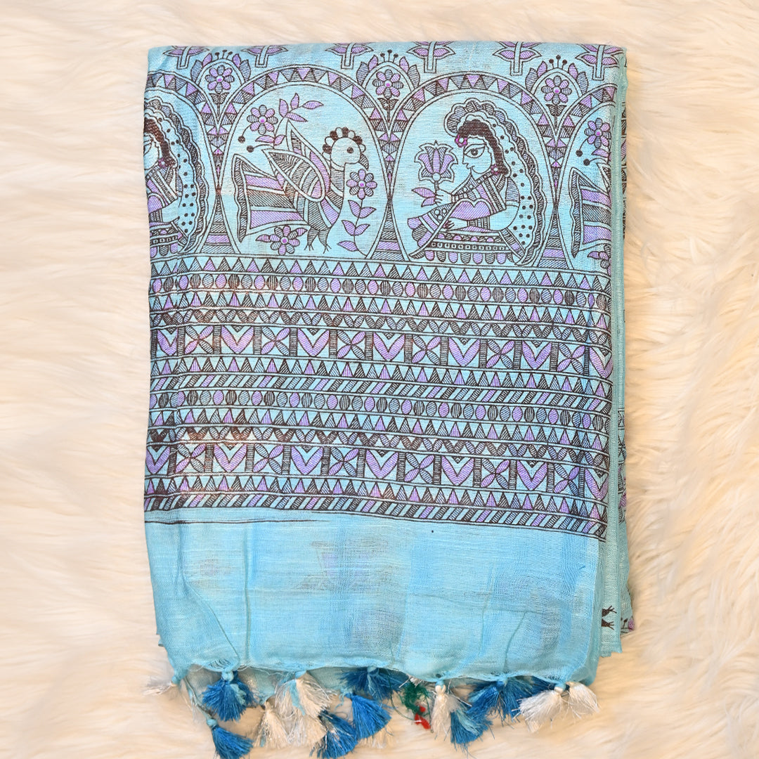 Madhubani Print - Sky Blue