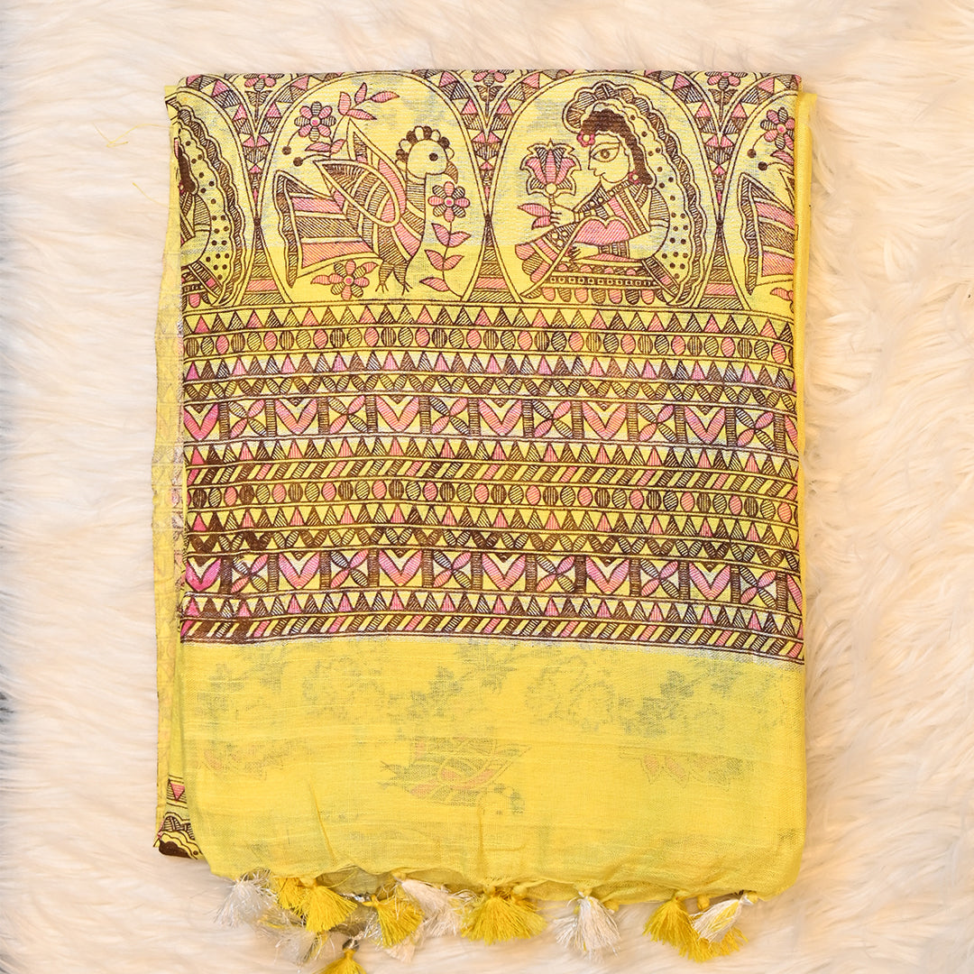 Madhubani Print - Light Yellow