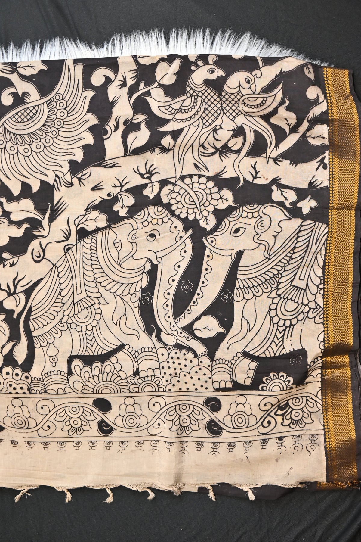 kalmkari chennuri cotton - Black