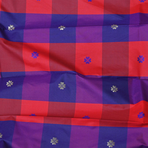Gadwal semi silk - Red Blue