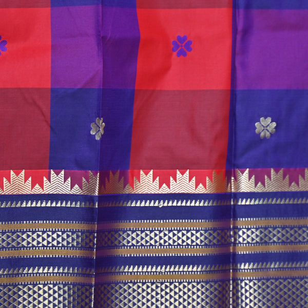 Gadwal semi silk - Red Blue
