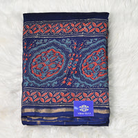 Pure Chanderi Cotton - Navy blue