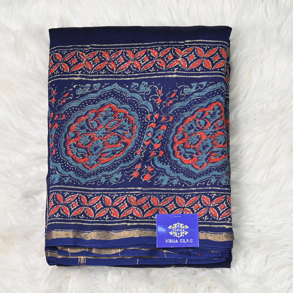 Pure Chanderi Cotton - Navy blue