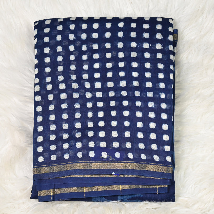 Pure Chanderi Cotton - Dark Blue