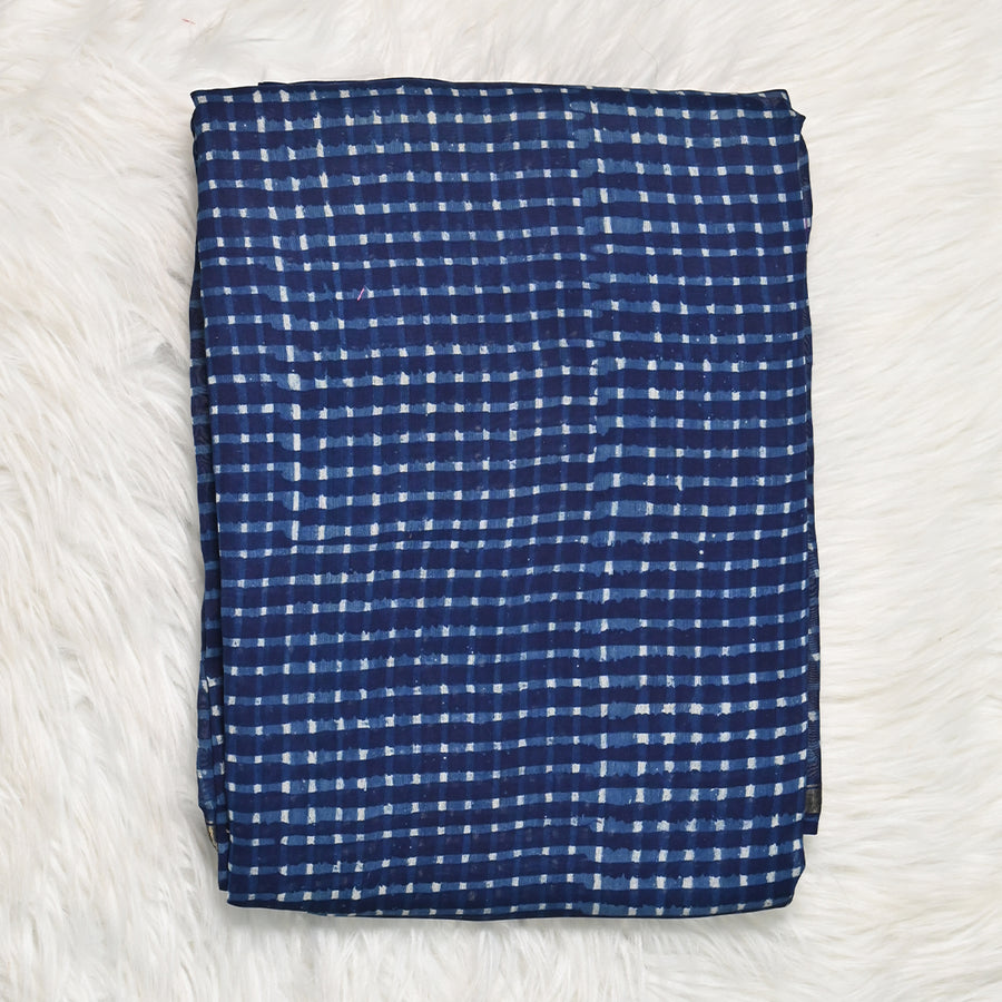 Pure Chanderi Cotton - Blue White