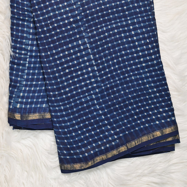 Pure Chanderi Cotton - Blue White