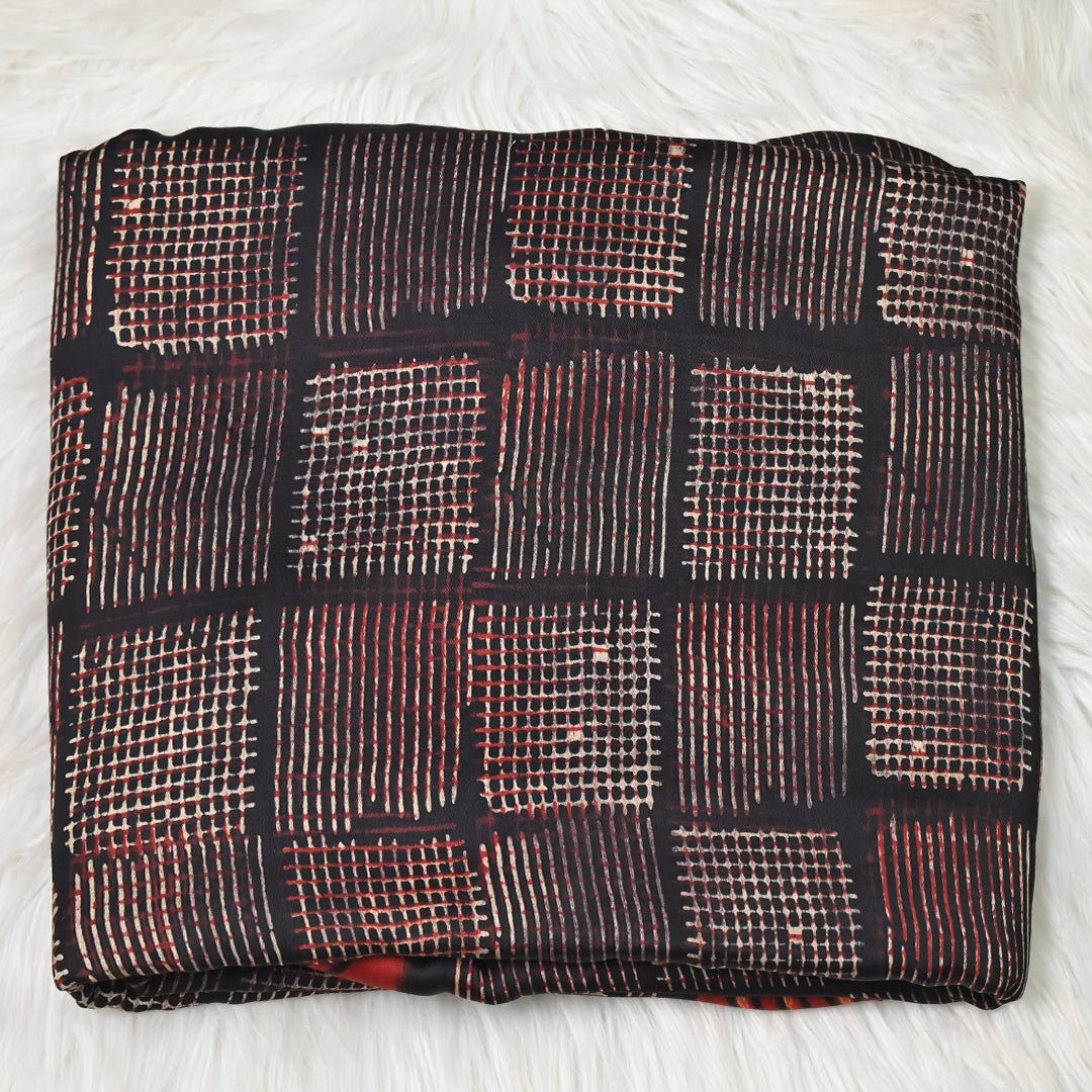 Pure Ajrakh Modal silk -  Black Pattern