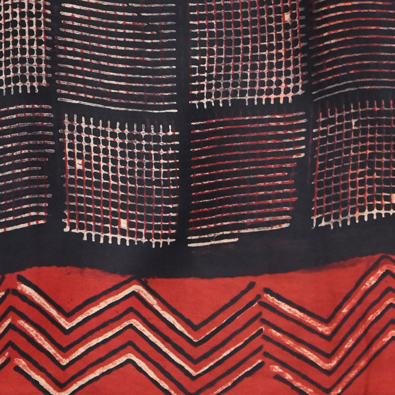Pure Ajrakh Modal silk -  Black Pattern