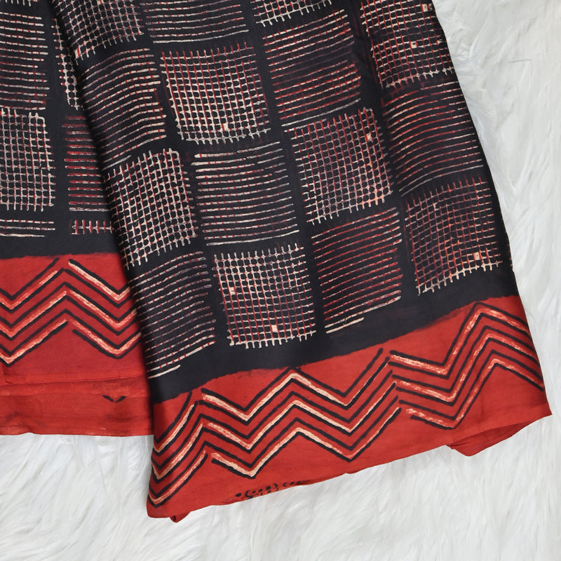 Pure Ajrakh Modal silk -  Black Pattern