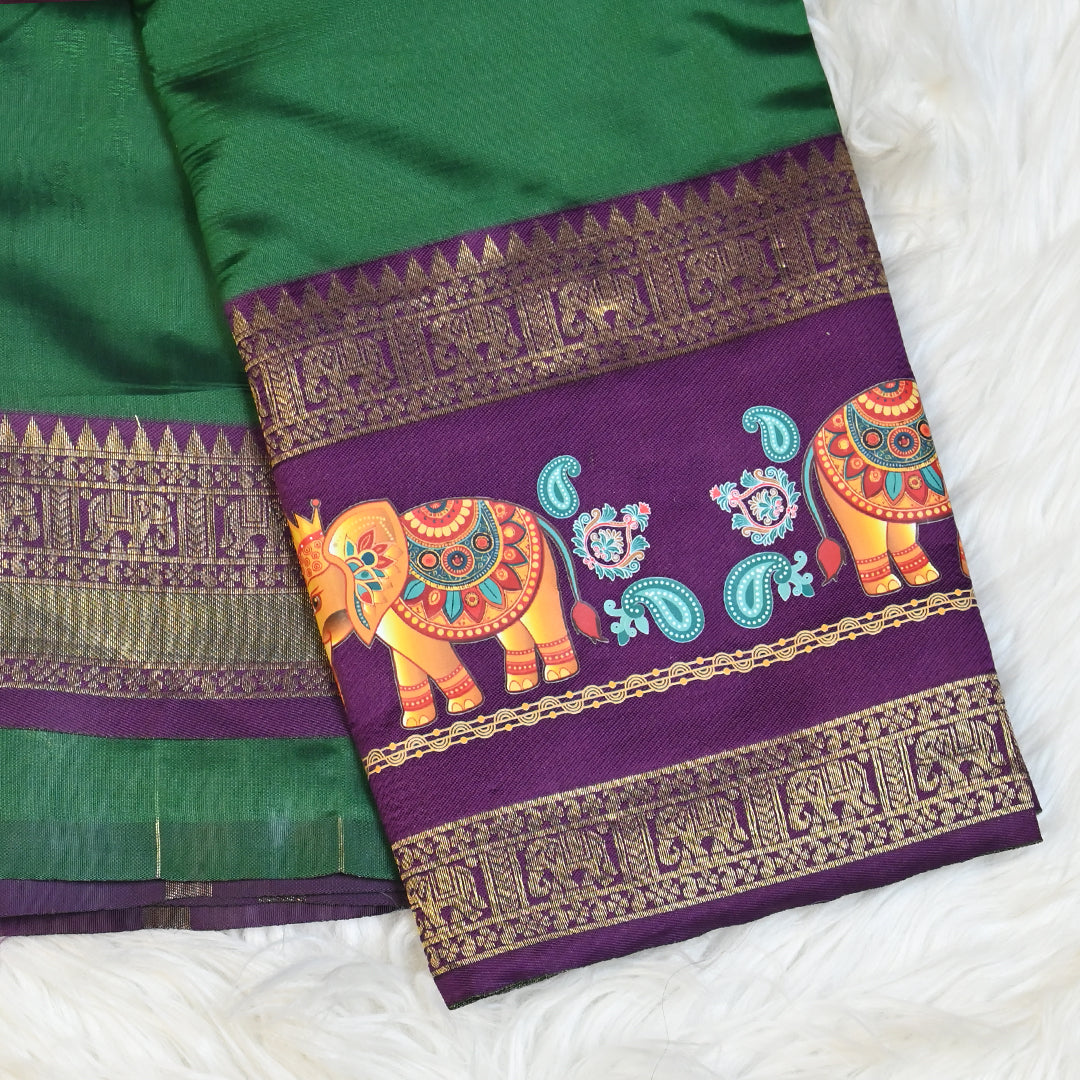 Pichwai Print Saree - Green