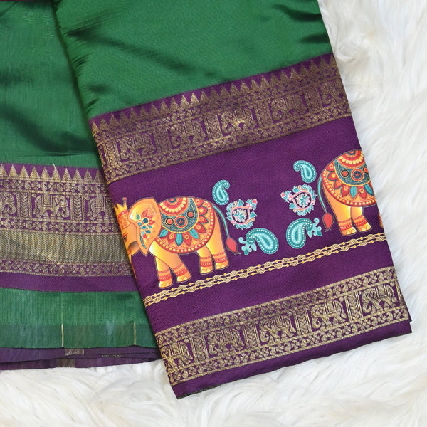 Pichwai Print Saree - Green