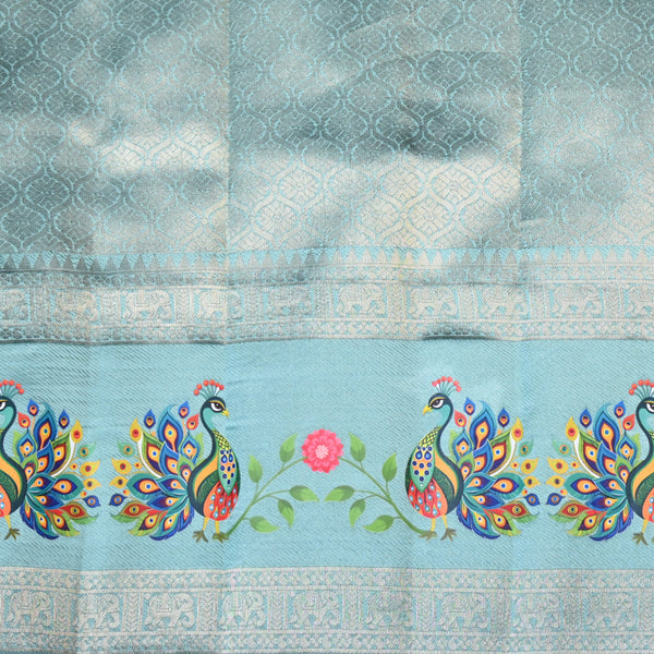Pichwai Print Saree - Navy Blue