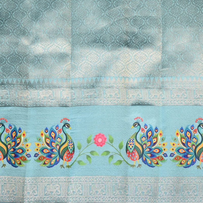 Pichwai Print Saree - Navy Blue