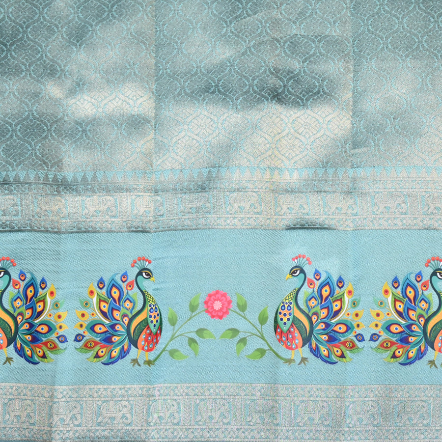 Pichwai Print Saree - Navy Blue