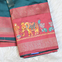 Pichwai Print Saree - Krishna Blue