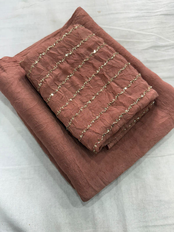 Crush georgette sari with Work blouse
