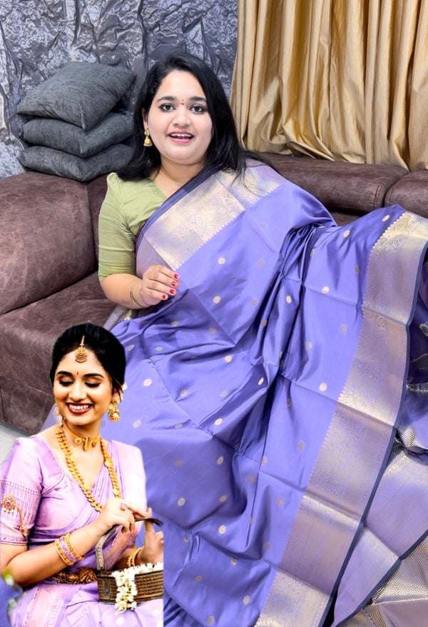 Lavender Soft-Silk saree(kanchi style)