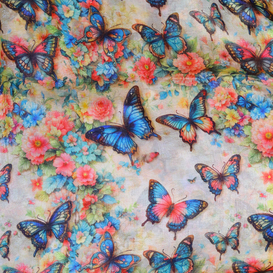Mangalagiri Digital Print - Cream Pink