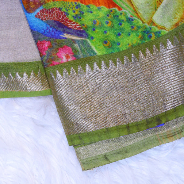 Mangalagiri Digital Print - Dark Green