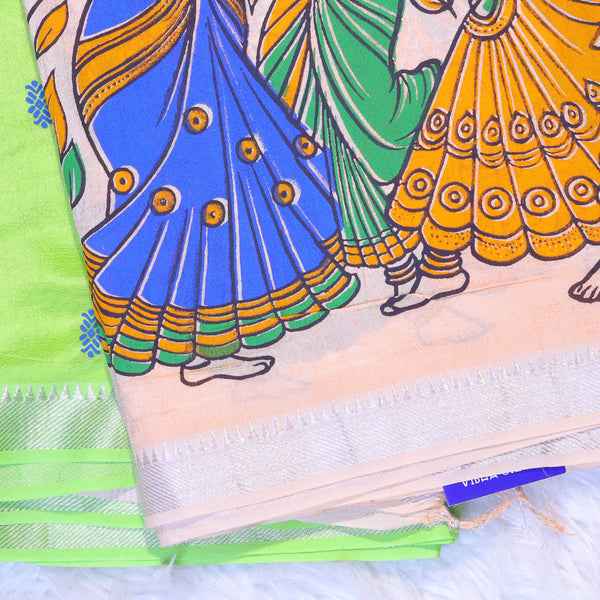 Mangalagiri Digital Print - Green Cream