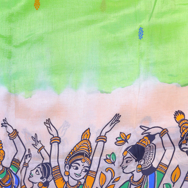 Mangalagiri Digital Print - Green Cream