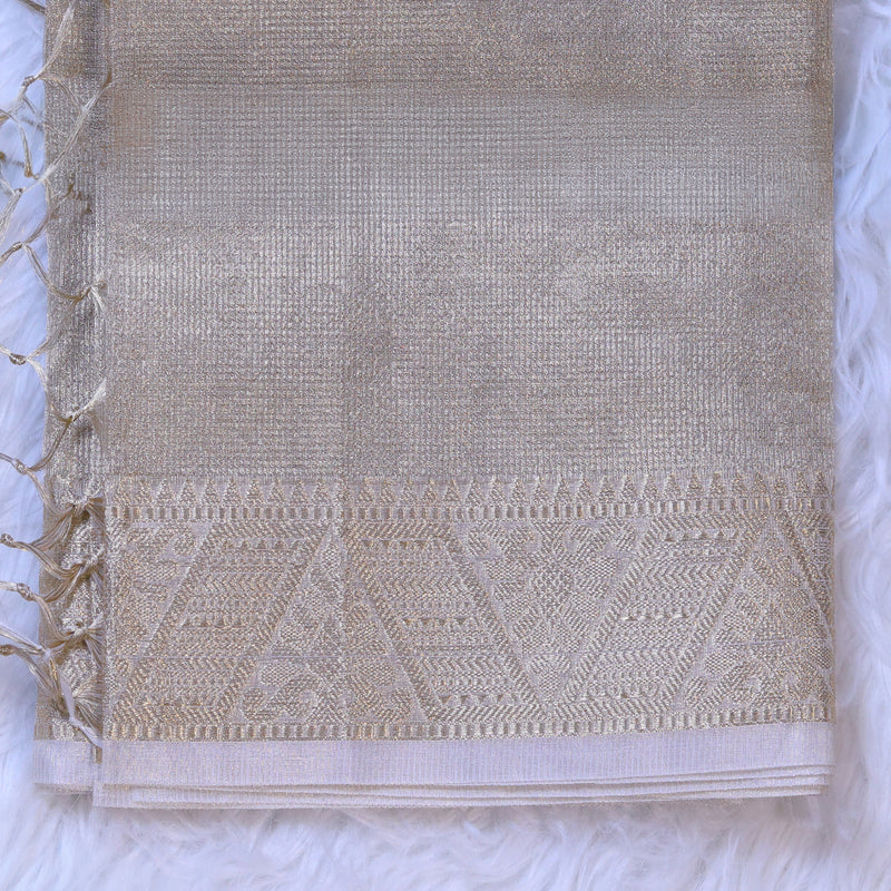 Kota Saree - White Gold