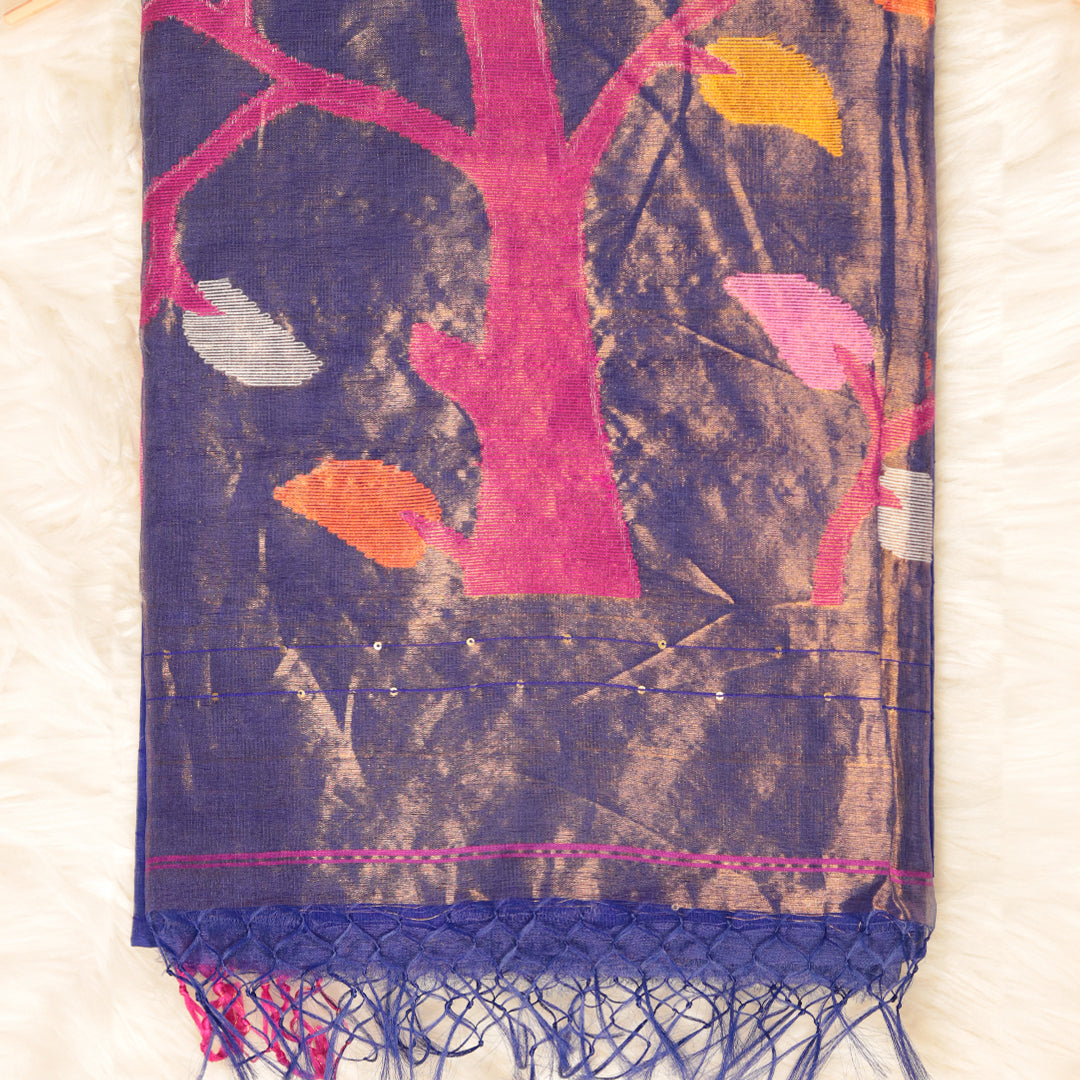 Handloom Jamdani - Navy Blue