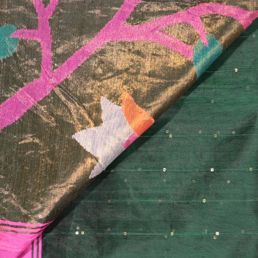 Handloom Jamdani - Dark Green