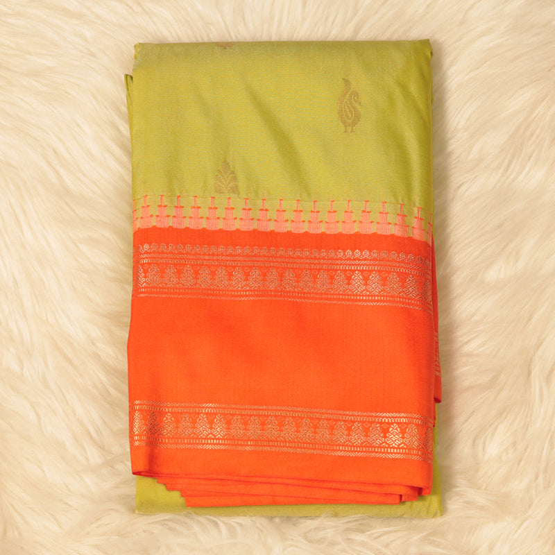 Gadwal Silk - lime yellow