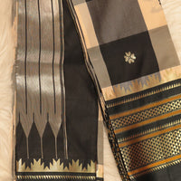 Gadwal Semi Silk - Cream Black