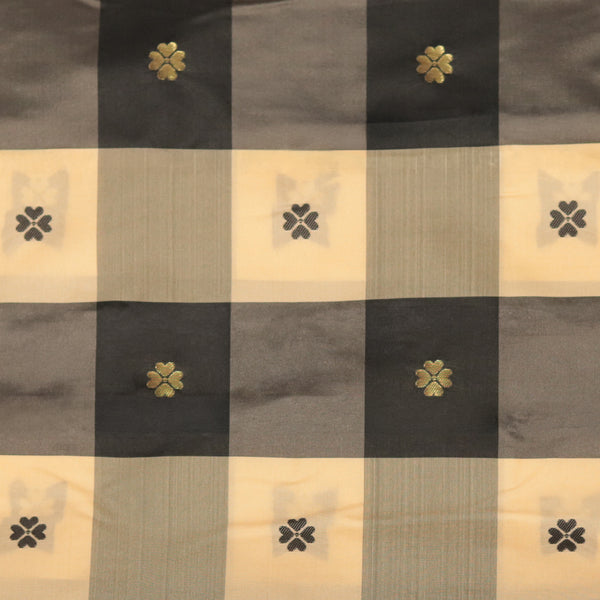 Gadwal Semi Silk - Cream Black
