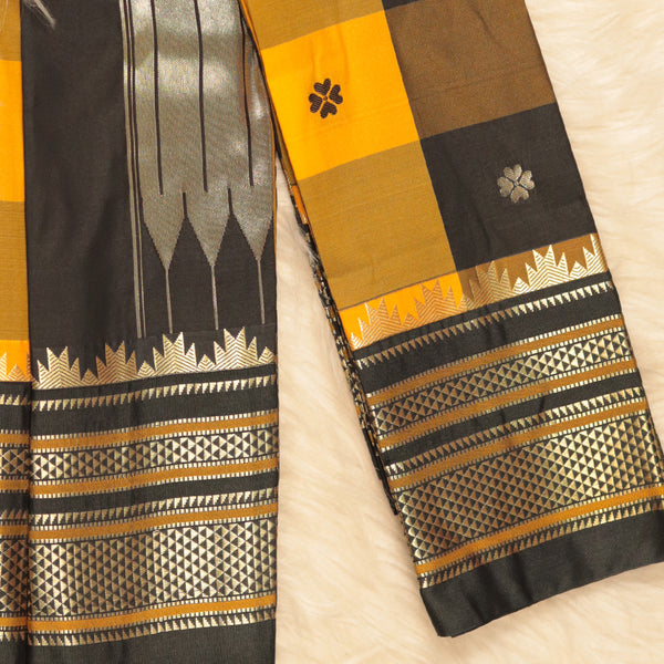 Gadwal Semi Silk - Yellow Black