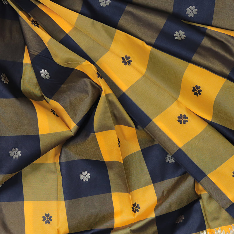 Gadwal Semi Silk - Yellow Black