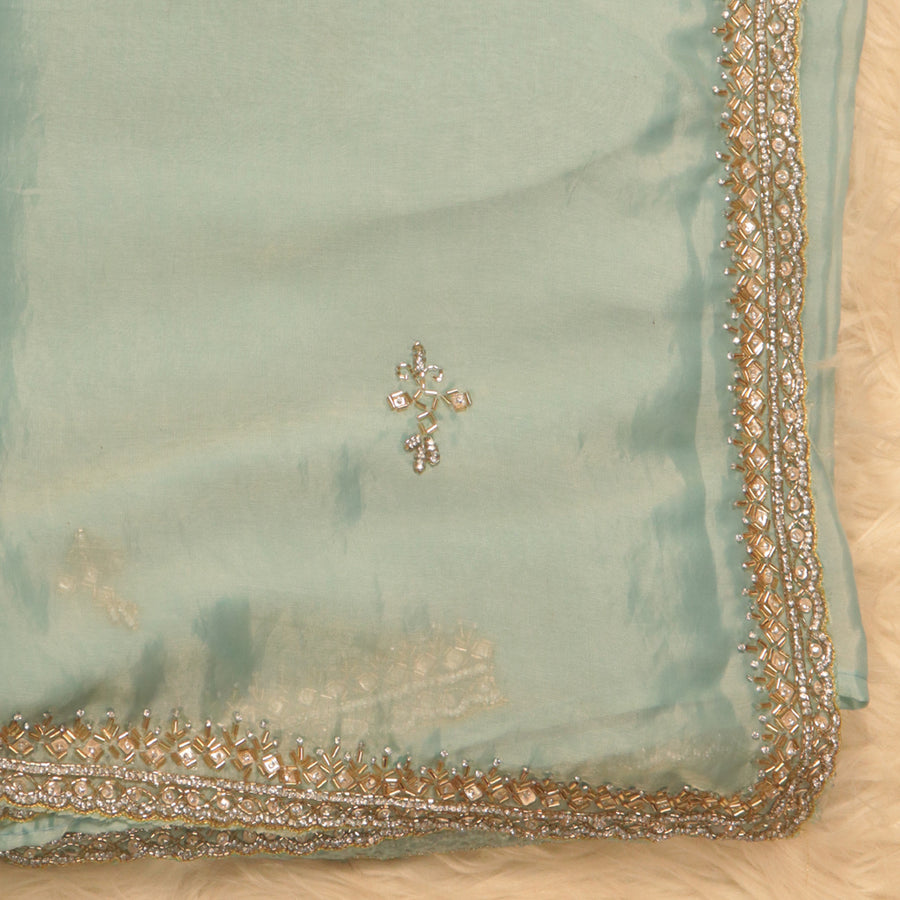 Work Saree - Pastel Blue